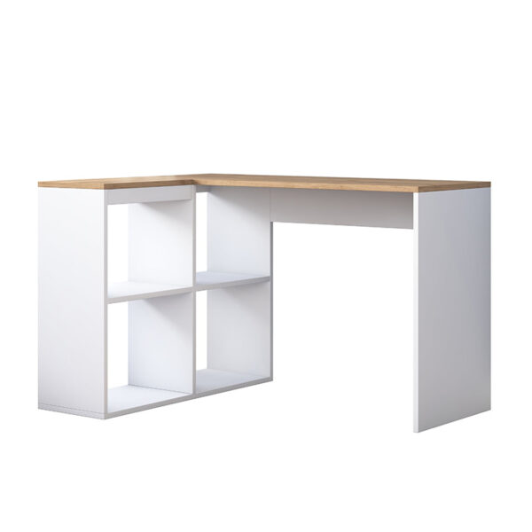 Work desk-shelf unit left corner Sidney pakoworld walnut-white 120x50x75cm 182-000028