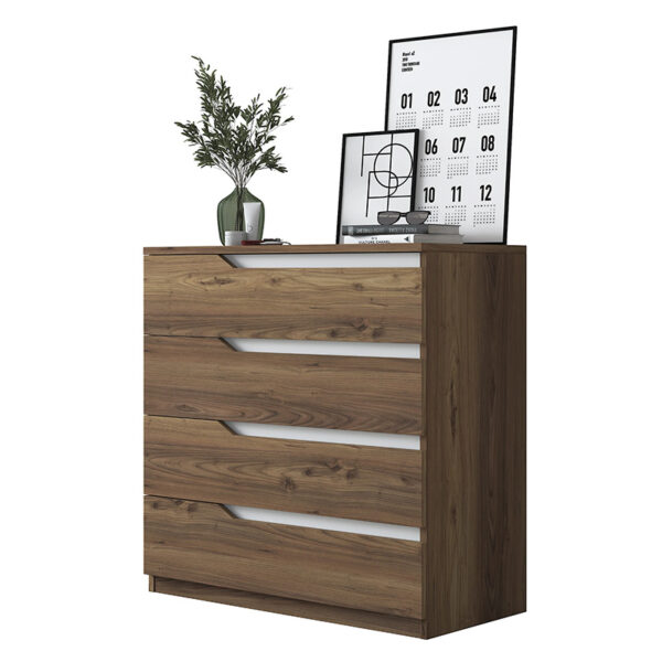 Chest of 4 drawers Verena pakoworld walnut-white 80x47x92cm 182-000030
