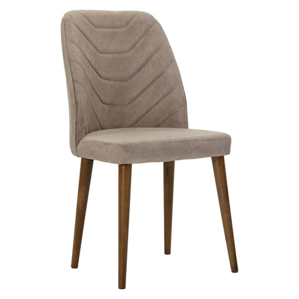 Adeline chair pakoworld velvet beige-walnut leg 190-000026