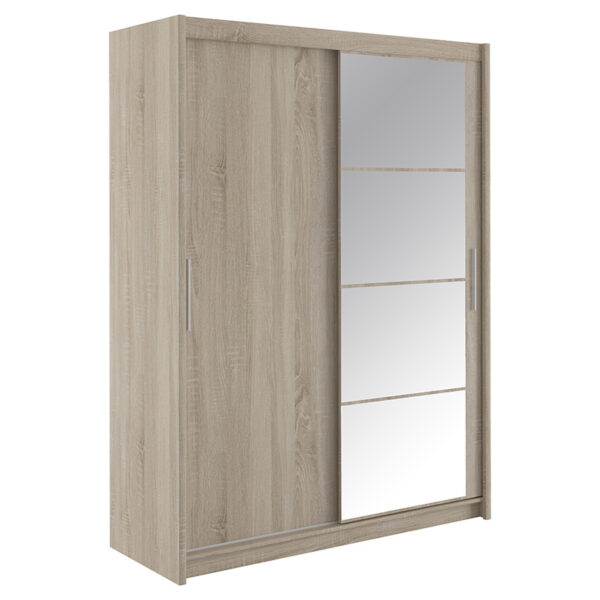 Wardrobe with 2 sliding doors Elodie pakoworld with mirror sonoma 160x61x216cm 192-000020