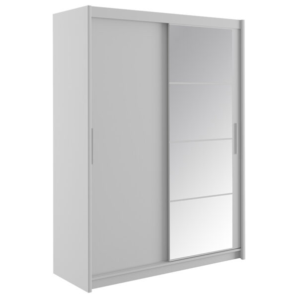 Wardrobe with 2 sliding doors Elodie pakoworld with mirror white 160x61x216cm 192-000022