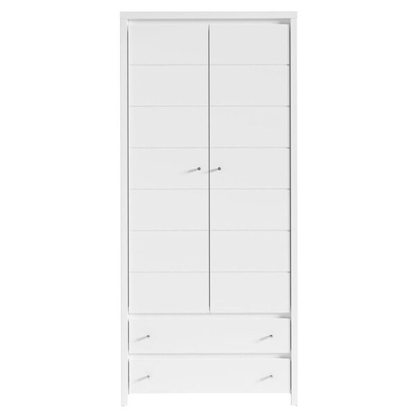 Wardrobe Fansi pakoworld with 2doors and drawers white 90x55.5x200.5cm 195-000017