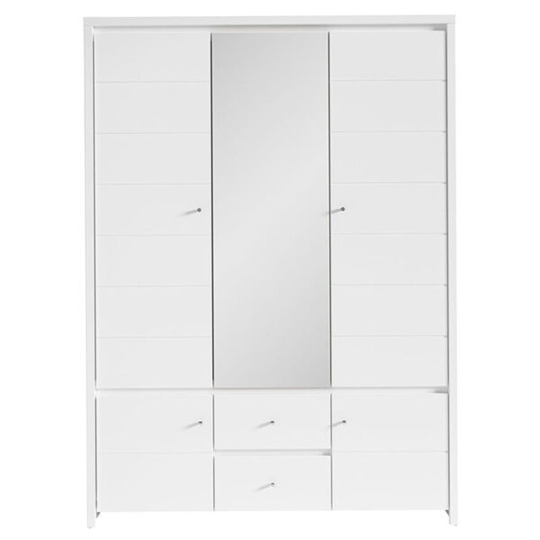 Wardrobe Fansi pakoworld with 3doors and drawers white 153.5x55.5x211cm 195-000018