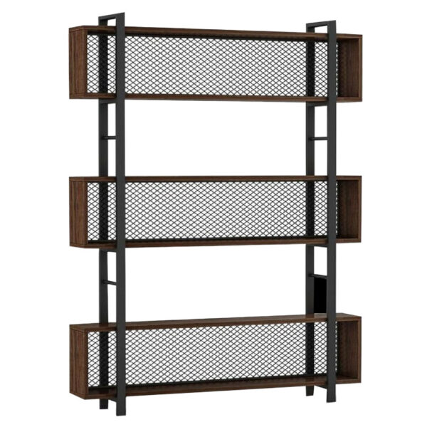 Bookcase Fifer pakoworld walnut-black 120x27x185cm 197-000059