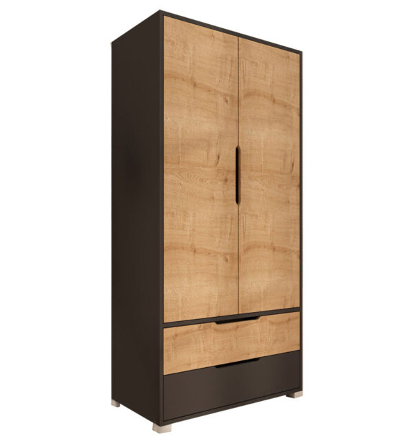 2-door wardrope Forx pakoworld melamine oak-dark grey 90x45x180cm 197-000222