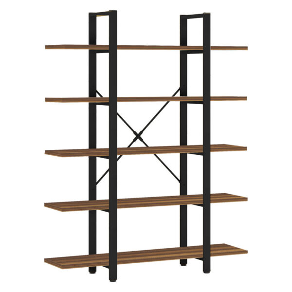 Bookcase Esthon pakoworld walnut-black metal 120x28x180cm 197-000228