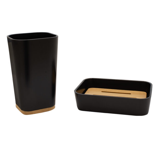 Bath accessories set 2pcs Nature pakoworld pp black color 199-000037