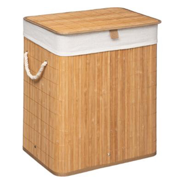Laundry basket Natural pakoworld in oak-white color 40x30x50cm 199-000056