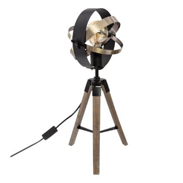 Table lamp Fibi pakoworld Å27 natural-black-golden color 21x21x54cm 199-000086
