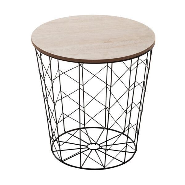 Side table Cabel pakoworld in oak-black color D37.5x37cm 199-000096