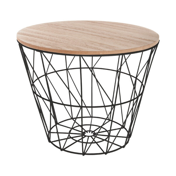 Side coffee table Jacot pakoworld in oak-black color D38x30,5cm 199-000097