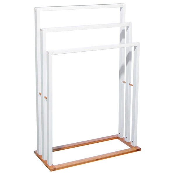 Floor hanger Tower pakoworld MDF-bamboo white-natural 55x24x82cm 199-000498
