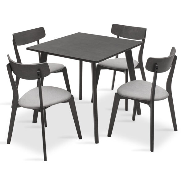 Dining set Benson - Toto pakoworld 5pcs 80x80x75cm in rustic grey - grey fabric 200-000181