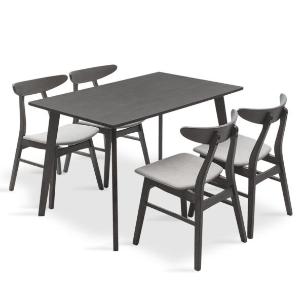 Dining set Benson - Orlean pakoworld 5pcs 120x75x75cm in rustic - grey  fabric 200-000185