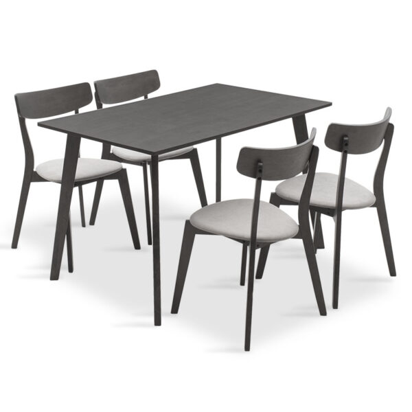 Dining set Benson - Toto pakoworld 5pcs 120x75x75cm in rustic grey - grey fabric 200-000187