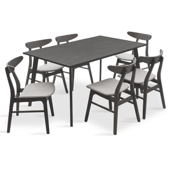 Dining set Benson - Orlean pakoworld 7pcs 150x90x75cm in rustic grey - ãêñé  fabric 200-000191