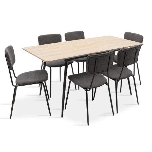 Dining table Shazam-Tania pakoworld 7pcs polymorphic-opening MDF sonoma-dark grey 120-160x80x76cm 200-000198