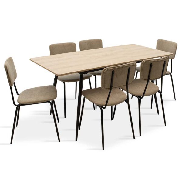Dining table Shazam-Tania pakoworld 7pcs polymorphic-opening MDF sonoma-beige 120-160x80x76cm 200-000199