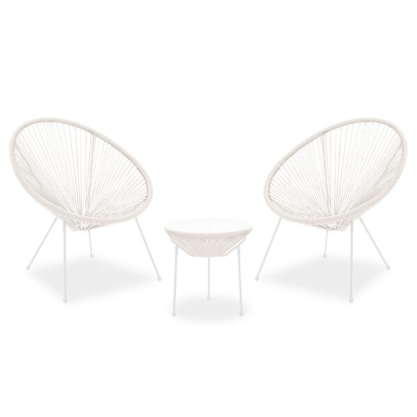 Garden lounge set 3pcs Acapulco pakoworld metal-pe white 200-000301