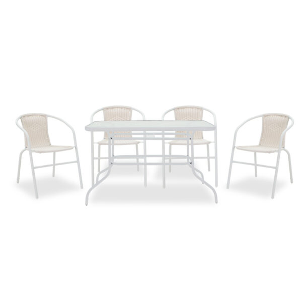 Garden dining set 5pcs Valor-Obbi pakoworld metal-pe white 200-000313