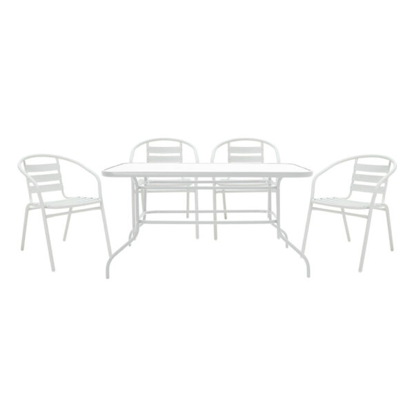 Garden dining set 5pcs Valor-Tade set 5pcs pakoworld metal white 200-000318