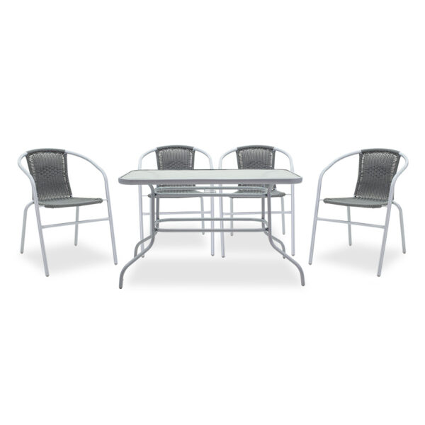 Garden dining set 5pcs Valor-Obbi pakoworld metal-pe gray 200-000322