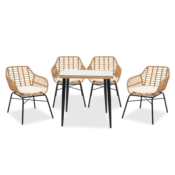 Naoki garden dining set 5pcs pakoworld metal black-pe natural 200-000338
