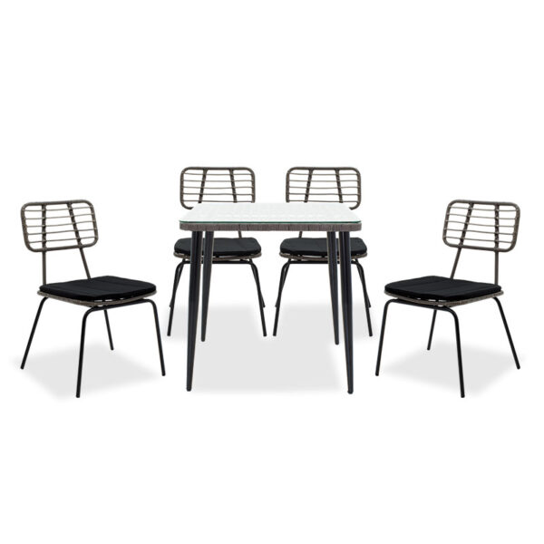 Naoki garden dining set 5pcs pakoworld metal black pe gray. 200-000345