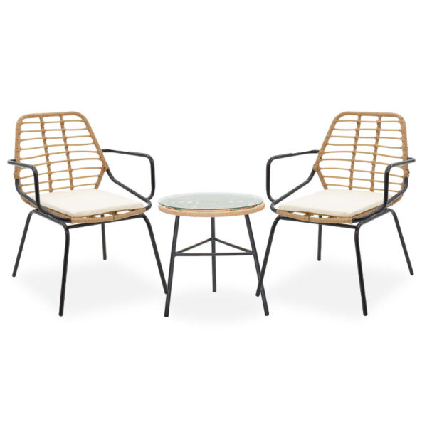 Garden lounge set 3pcs Gaus-Naoki pakoworld metal-black-pe natural 200-000359
