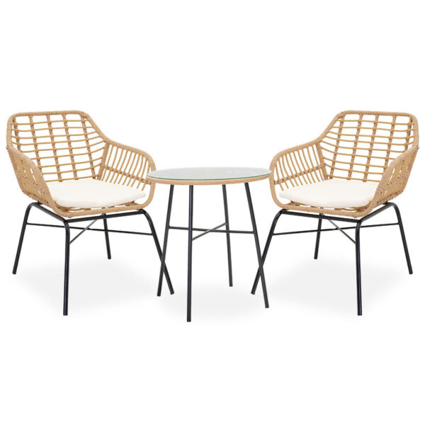 Naoki-Gaus garden dining set 3pcs pakoworld metal black-pe natural 200-000368