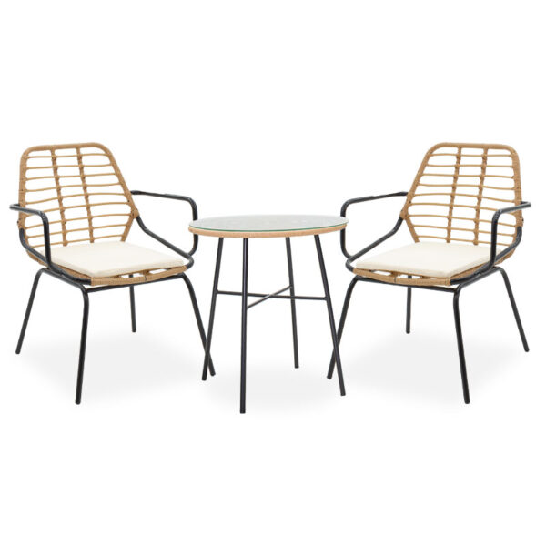 Garden dining set 3pcs Gaus-Naoki pakoworld metal black pe natural 200-000369