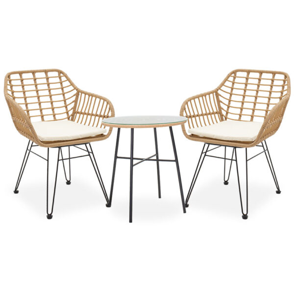 Garden dining set 3pcs Gaus-Naoki pakoworld metal black-pe natural. 200-000372