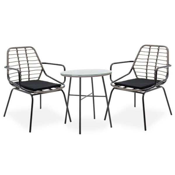Garden dining set 3pcs Gaus-Naoki pakoworld metal black pe gray 200-000374