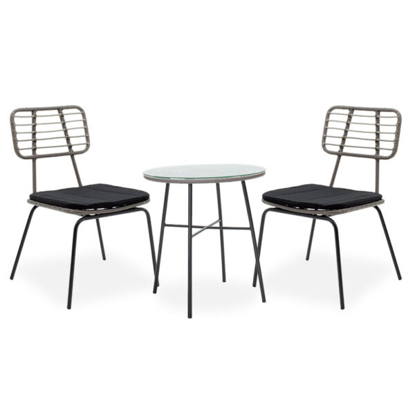 Gaus-Naoki garden dining set 3pcs pakoworld metal black pe gray. 200-000375