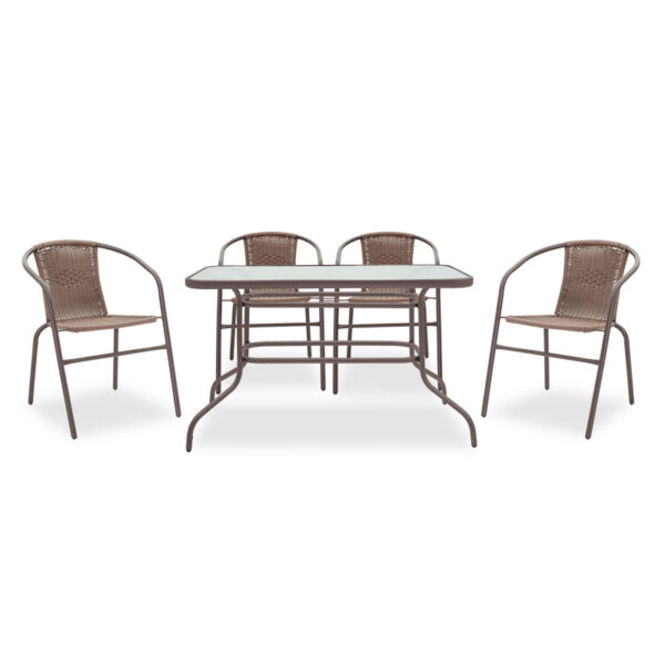 Garden dining table Valor-Obbi set 7pcs pakoworld metal-pe brown 200-000385