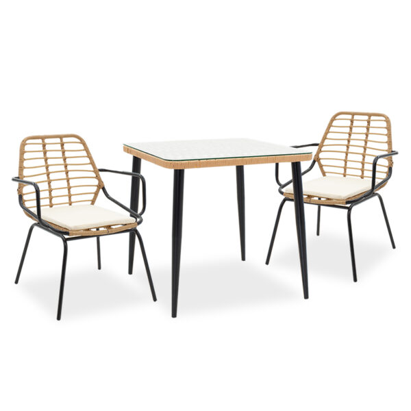 Naoki garden dining set 3pcs pakoworld metal black-pe natural. 200-000387