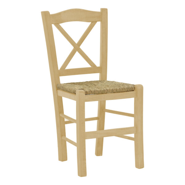 Coffee shop chair with mat Seimi-Charchie pakoworld criss cross unpainted wood 42x40x89cm 200-000738