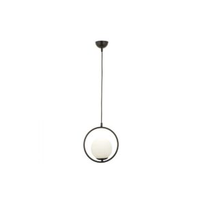 GLOBOSTAR® CIRCLE 201-0075 Vintage Κρεμαστό Φωτιστικό Οροφής με Ντουί 1 x E27 AC 220-240V IP20 - Μαύρο & Λευκό - Μ26 x Π26 x Υ29cm