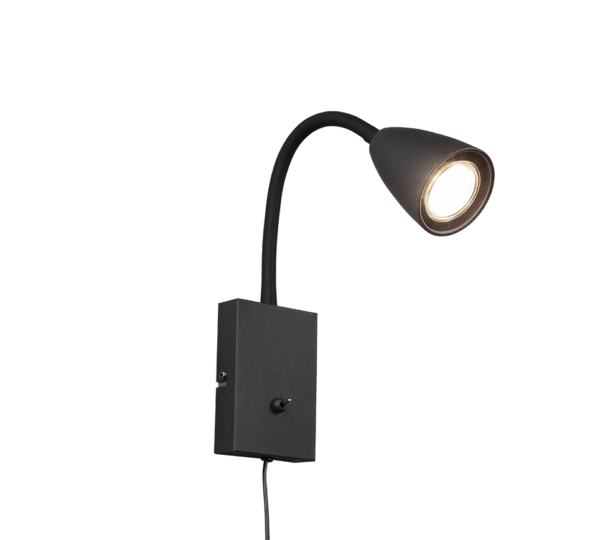 Φωτιστικό Τοίχου Trio Lighting WANDA  1x GU10 Μαύρο Ματ Μεταλλικό   - 202670132