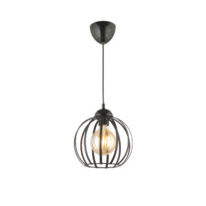 GloboStar® LUSE 202-0048 Μοντέρνο Κρεμαστό Φωτιστικό Πλέγμα Μονόφωτο 1 x E27 IP20 Μαύρο Μέταλλο- Μ24 x Π24 x Υ70cm