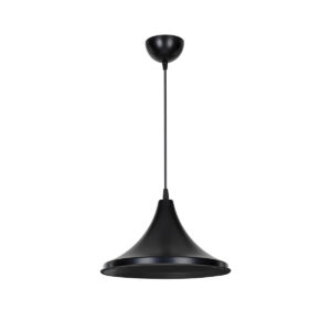 GloboStar® BELFRY 203-0078 Μοντέρνο Κρεμαστό Φωτιστικό Καμπάνα Μονόφωτο 1 x E27 IP20 Μαύρο Πλαστικό - Μ29.5 x Π29.5 x Υ90cm