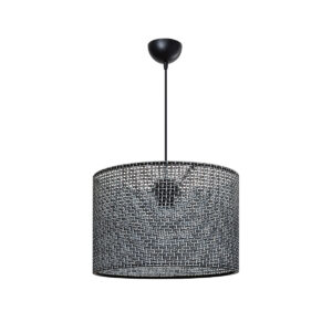 GloboStar® CLAIRIE 203-0136 Μοντέρνο Κρεμαστό Φωτιστικό Καπέλο Μονόφωτο 1 x E27 IP20 Μαύρο Ύφασμα - Μ30 x Π30 x Υ93cm