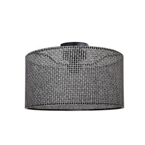 GloboStar® CILIO 203-0157 Μοντέρνο Φωτιστικό Οροφής Καπέλο Μονόφωτο 1 x E27 IP20 Μαύρο Διάτρητο Ύφασμα - Μ38 x Π38 x Υ21cm