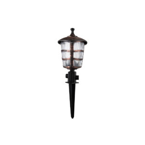 GloboStar® ZARDIN 203-0228 Vintage Καρφωτό Φωτιστικό Φαναράκι Μονόφωτο 1 x E27 IP44 Χάλκινο & Διάφανο Πλαστικό - Μ17 x Π17 x Υ50cm