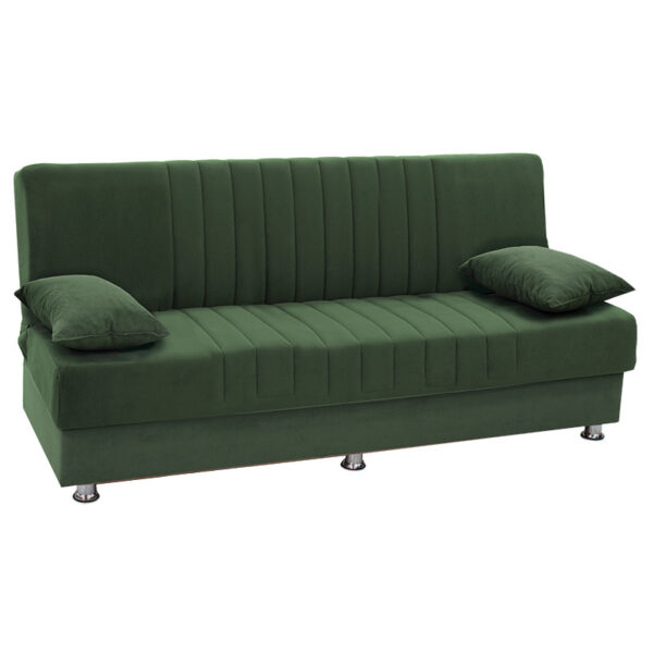 3 seater sofa-bed Romina pakoworld fabric velvet green 180x75x80cm 213-000015