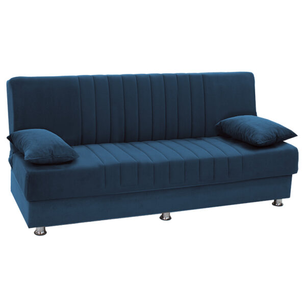 3 seater sofa-bed Romina pakoworld fabric velvet blue 180x75x80cm 213-000017