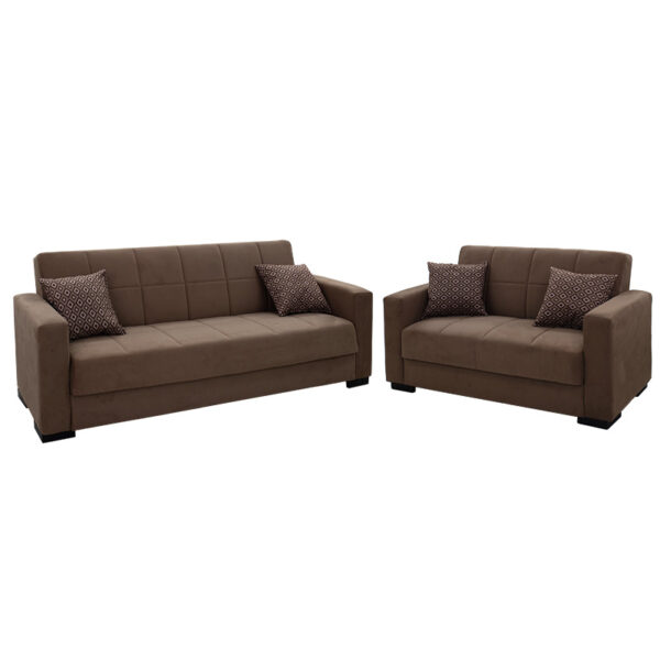 Sofa set 2pcs Vox pakoworld fabric velvet brown 213-000026