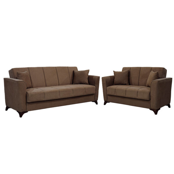 Sofa set 2pcs Asma pakoworld fabric velvet beige-mocha 213-000029