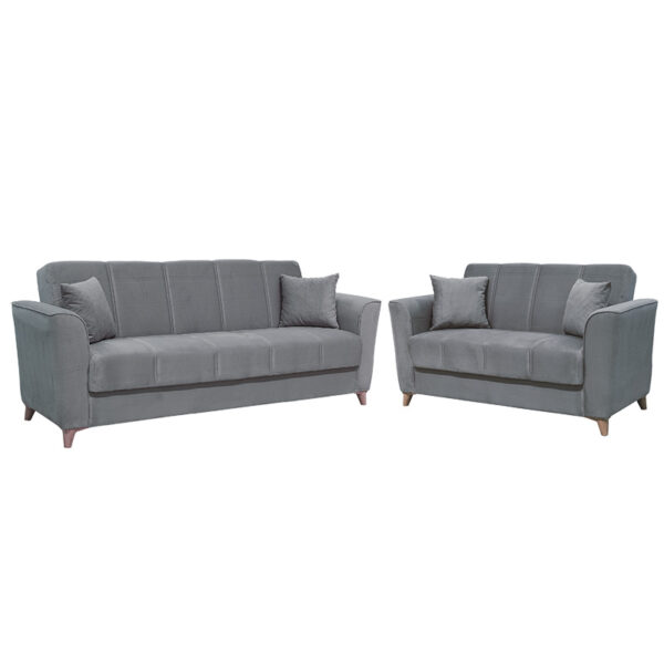 Sofa set 2pcs Asma pakoworld velvet dark grey 213-000031