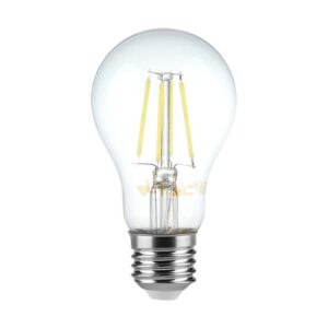 Λάμπα LED E27 A60 Filament 6W φυσικό λευκό 4000K γυαλί διάφανο 100lm/W V-TAC 214303